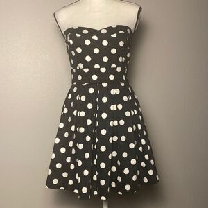 Modcloth x IXIA Strapless Fit and Flare Polka Dot Dress (Size M)